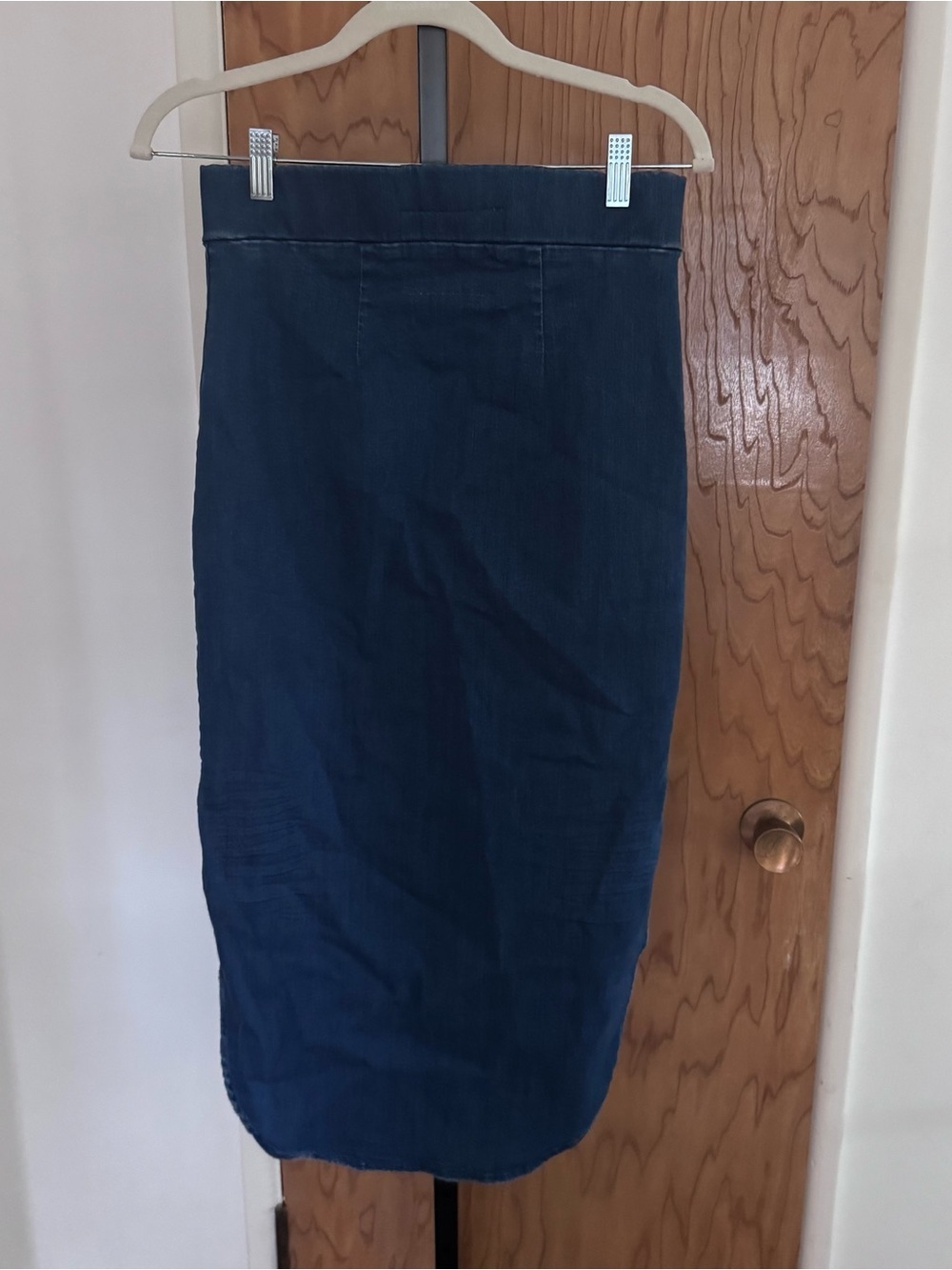 Frank & Eileen donegal Navy Denim Curved-Hem Midi Skirt - Picture 4 of 10